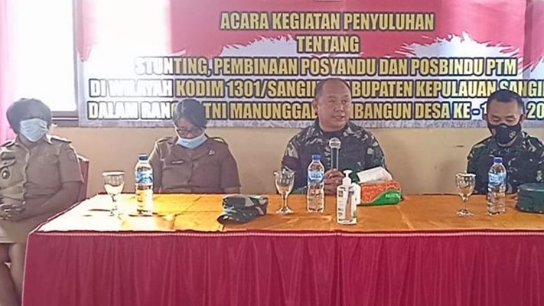 Cegah Bahaya Stunting, Kodim Sangihe Gelar Sosialisasi di Lokasi TMMD