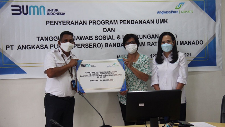 Angkasa Pura I Salurkan Bantuan Rp450 Juta untuk Pendanaan UMKM di Sulut