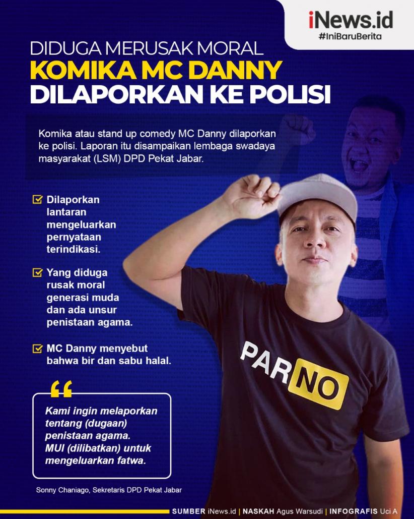  Infografis, Komika MC Danny Dilaporkan ke Polisi lantaran Sebut Bir dan Sabu Halal 