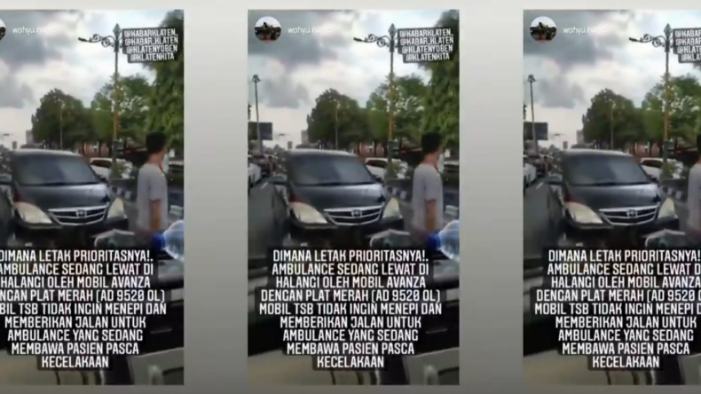 Viral Mobil Plat Merah di Klaten Halangi Mobil Ambulans yang Bawa Pasien