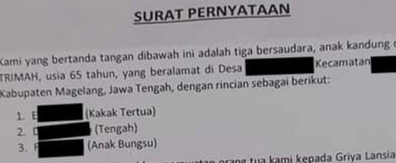 Viral Tak Mau Rawat, 3 Anak di Malang Titipkan Ibu ke Panti Jompo  