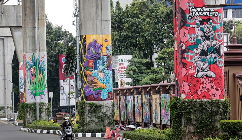 Warna-warni Mural Hiasi Tiang JLNT Trunojoyo - Bagian 1