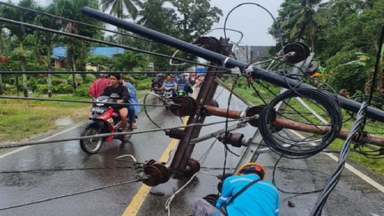Ditimpa Pohon, 3 Tiang Listrik di Gunung Sitoli Ambruk