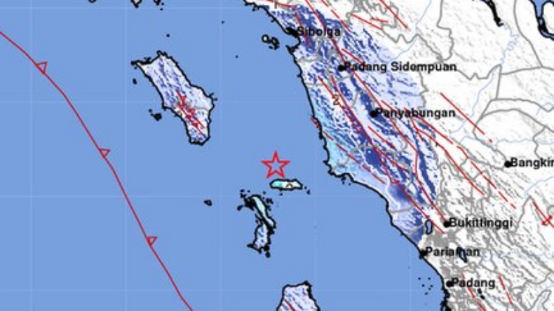 Gempa Terkini Magnitudo 4,8 Guncang Padang Sidempuan