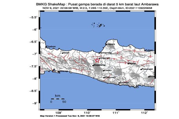  Gempa Terkini M2,5 Guncang Ambarawa, Pusatnya di Darat