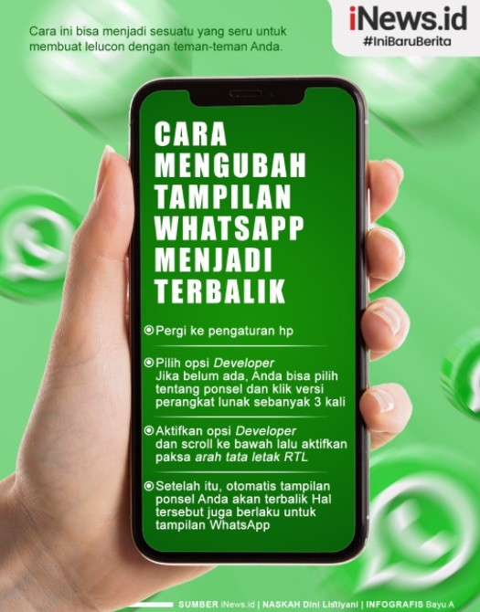 Infografis Cara Mengubah Tampilan Whatsapp Menjadi Terbalik