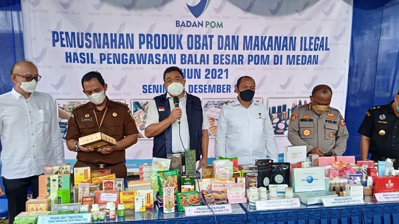 Produk Ilegal di Medan Senilai Rp2,7 Miliar Dimusnahkan BBPOM 