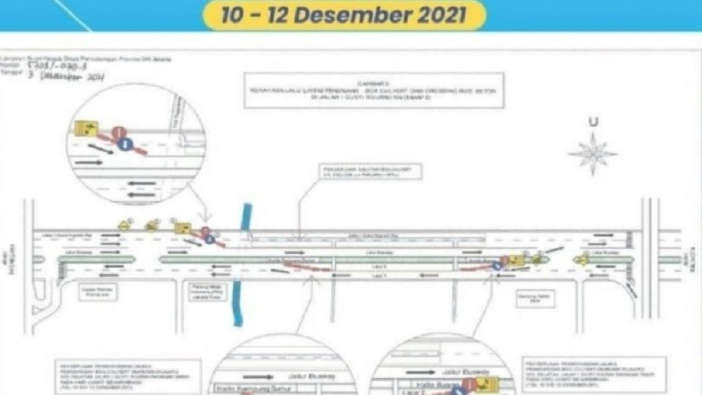 Ada Proyek Saluran Air, Lalin di Jalan Gusti Ngurah Rai Klender Dialihkan 10 -12 Desember 2021