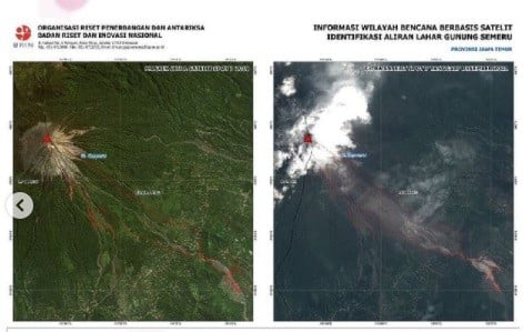 Potret Sebelum Dan Sesudah Gunung Semeru Meletus Yang Ditangkap Satelit