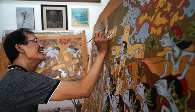 Seniman Yogyakarta Buat Karya Lukisan Bertema Rohani Corak Wayang Purwo - Bagian 2