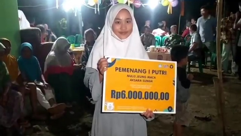 Siswi asal Pangandaran Juara Lomba Nulis Jeung Maca Aksara Sunda Disambut bak Pahlawan