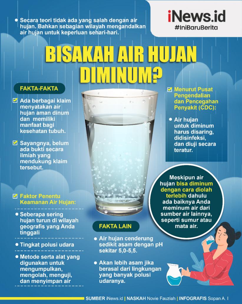 Infografis Amankah Air Hujan Diminum? Begini Penjelasan Pakar Kesehatan