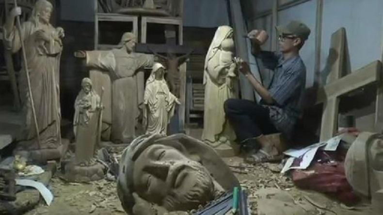 Perajin Patung Yesus dan Bunda Maria di Jepara Kebanjiran Pesanan Jelang Natal 