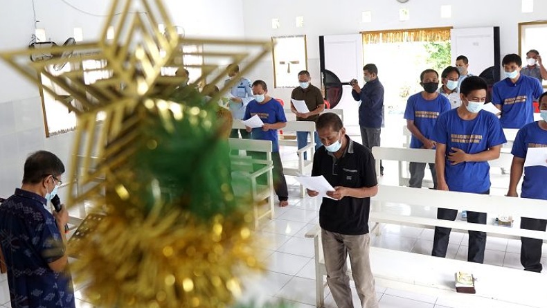 Belasan Warga Binaan Pemasyarakatan Ibadah Natal di Gereja Lapas Gorontalo