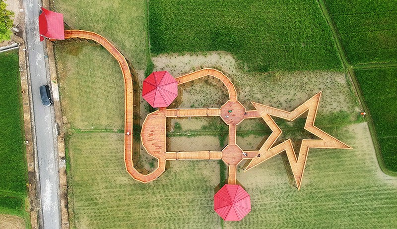 Foto dari Udara Objek Wisata Sawah Desa Pauh Timur Pariaman - Bagian 3