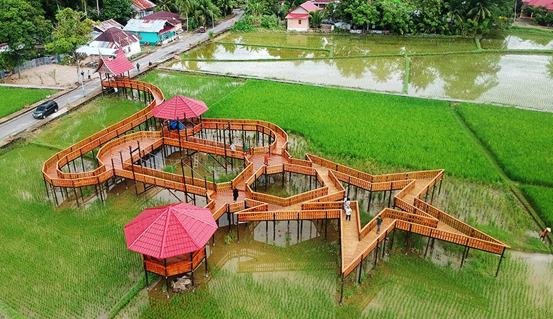 Foto dari Udara Objek Wisata Sawah Desa Pauh Timur Pariaman - Bagian 1