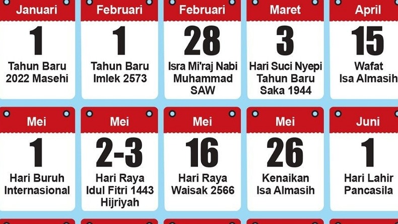 2022 ini tarikh hari islam Kalendar Islam