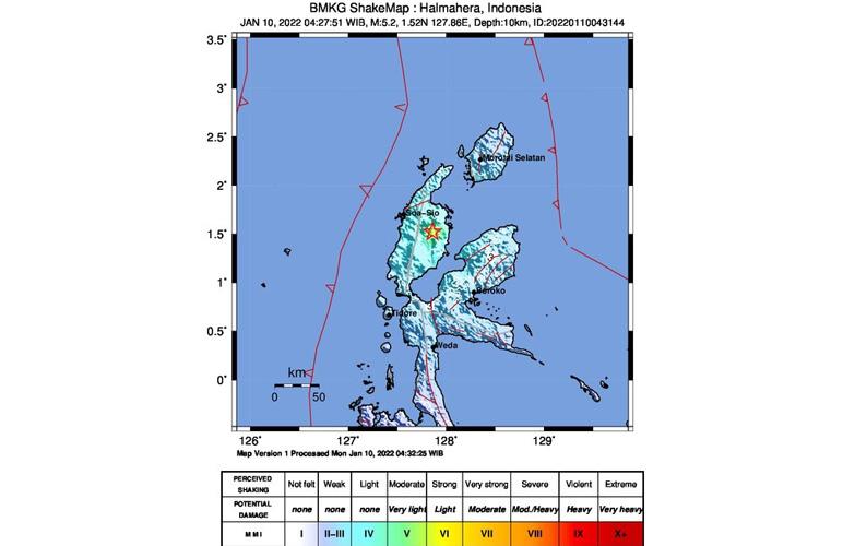 Gempa Magnitudo 5,2 Guncang Halmahera, BMKG: Tidak Berpotensi Tsunami