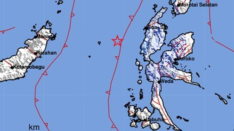 Gempa Terkini Magnitudo 4,8 Guncang Jailolo Halmahera Barat