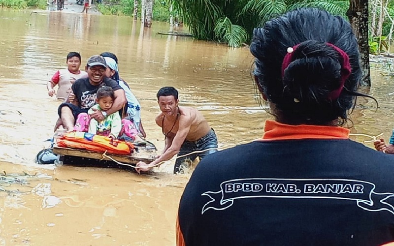 Ketinggian Banjir di Desa Rantau Nangka Banjar Capai 1 Meter