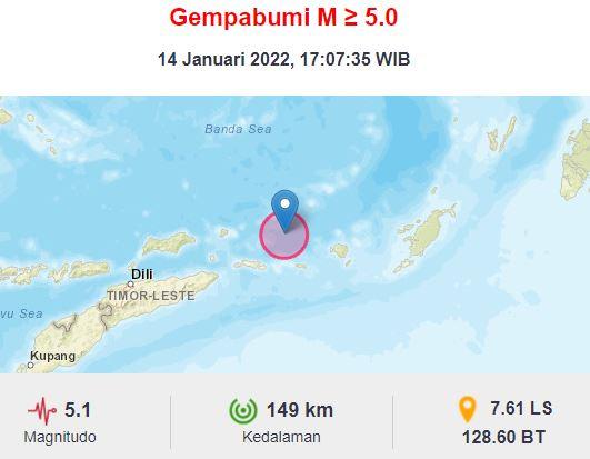 Gempa Terkini M5,1 Guncang Maluku Barat Daya, BMKG: Tidak Berpotensi Tsunami