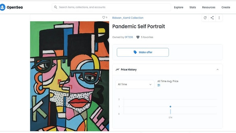 Lukisan Ridwan Kamil Laku Rp45 Juta di NFT, Pembelinya Crazy Rich asal Bangka