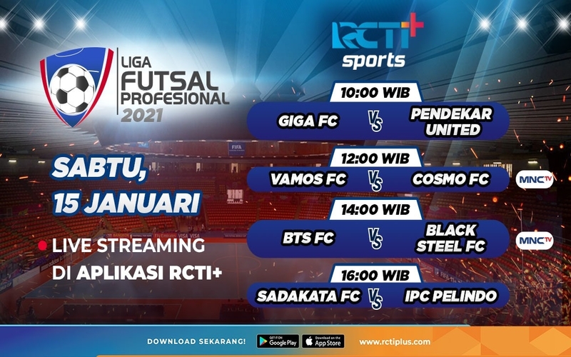 Live Streaming Liga Futsal Profesional 2021 di RCTI+: Sadakata FC Vs IPC Pelindo