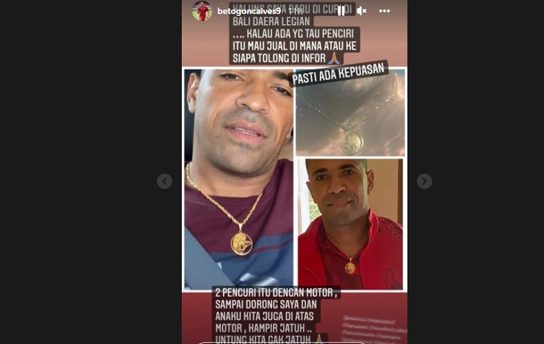 Beto Goncalves Dijambret di Legian Bali, Kalung Emas Cenderawasih Hilang