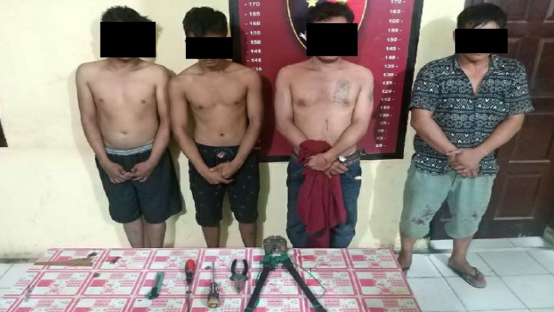 Curi Kabel PLN hingga Listrik Padam, 4 Pemuda di Deliserdang Ditangkap