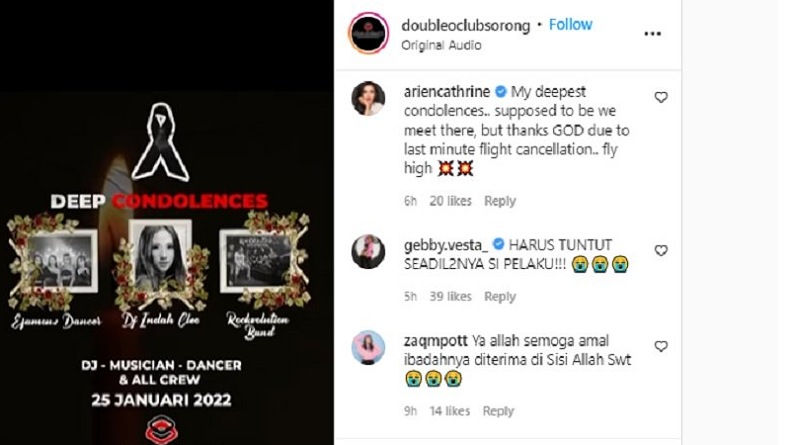 DJ Cantik Indah Cleo Tewas dalam Bentrokan Maut di Sorong, Netizen Minta Aparat Usut Tuntas