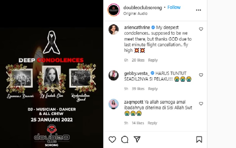 DJ Cantik Indah Cleo Tewas dalam Bentrokan Maut di Sorong, Netizen Berduka