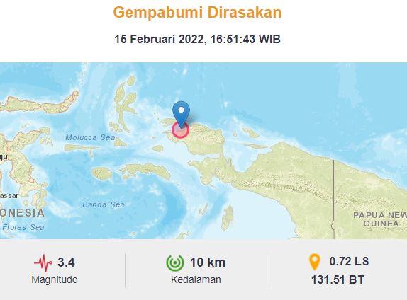 Gempa Terkini M3,4 Guncang Sorong Papua Barat, Pusat Getaran di Laut