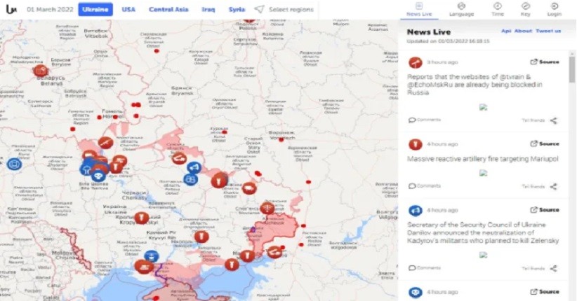 Peta Interaktif Ukraina Diserang DDoS