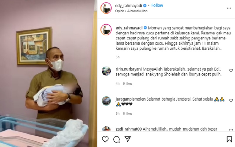 Resmi Jadi Kakek, Edy Rahmayadi Unggah Video Gendong Sang Cucu