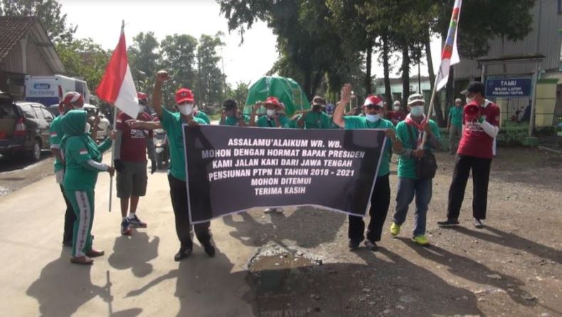 Adukan Nasib ke Jokowi, Pensiunan PTPN IX Aksi Longmarch ke Jakarta  
