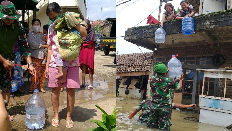 Warga Dayeuhkolot Korban Banjir Dapat Bantuan Air Bersih dari Kodam Siliwangi