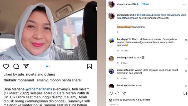 Penyanyi Lawas Dina Mariana Dikabarkan Hilang Usai Nyanyi di Kafe