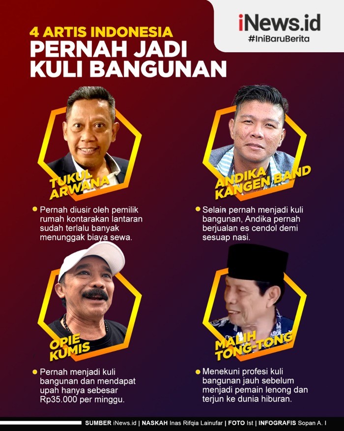 Infografis 4 Artis Indonesia Pernah Jadi Kuli Bangunan sebelum Terkenal