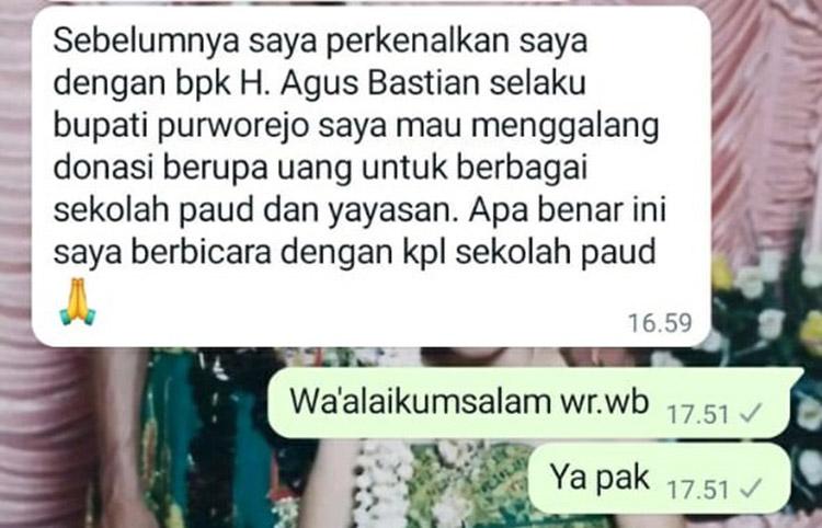 Nama Bupati dan Wabup Purworejo Dicatut untuk Menipu dengan Modus Dapat Bantuan