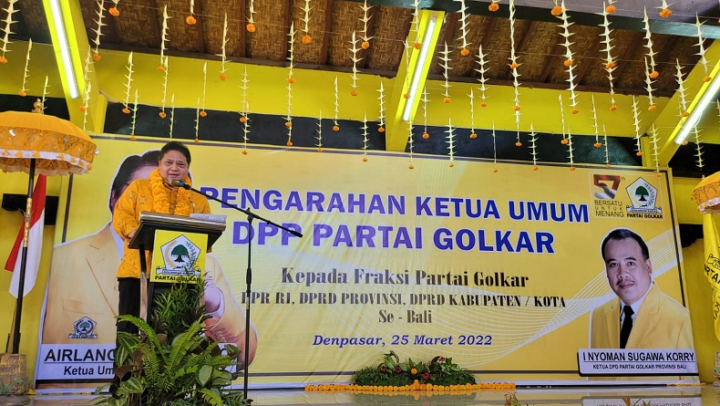 Targetkan 20 Persen Suara DPR, Airlangga Dorong Golkar Bali Tambah Perolehan Suara