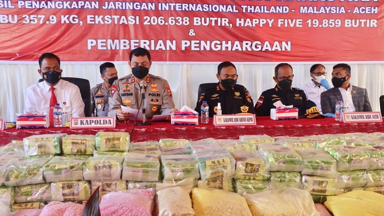 Polda Aceh Musnahkan 357,9 Kilogram Sabu Jaringan Internasional Malaysia-Thailand