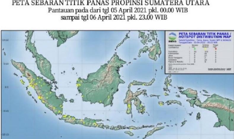 BMKG Pantau 15 Titik Panas di Sumut, Tersebar di 6 Kabupaten Kota