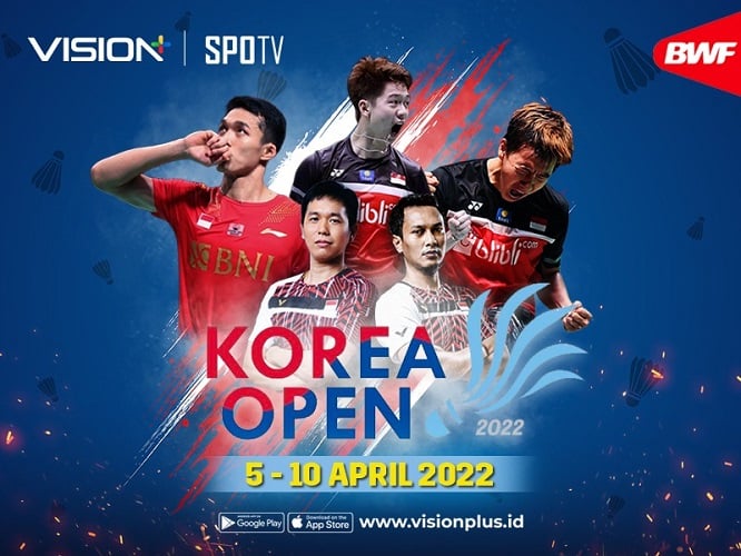 Pertandingan Kian Seru, Saksikan BWF Korea Open 2022 Live di SPOTV Vision+!