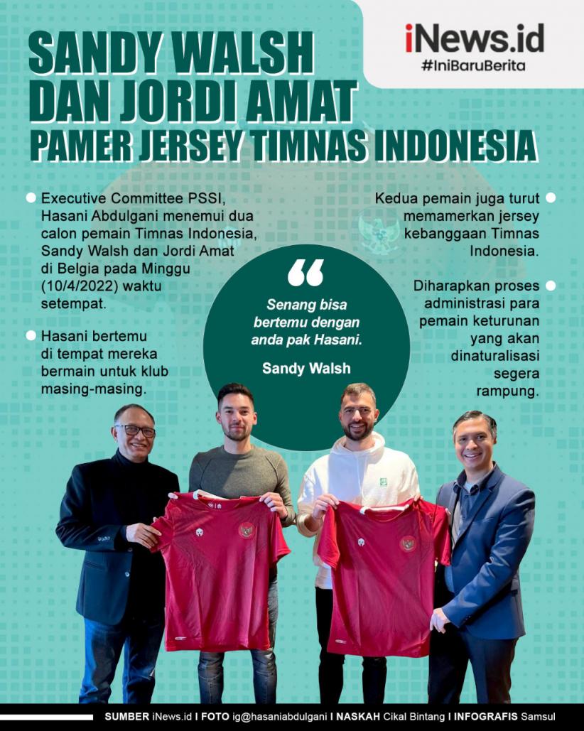 Infografis Sandy Walsh dan Jordi Amat Pamer Jersey Timnas Indonesia