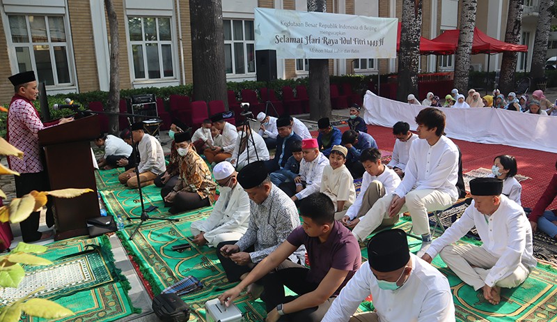 Suasana Sholat Idul Fitri 1 Syawal 1443 H di Beijing - Bagian 1