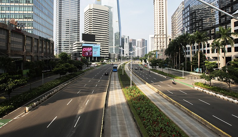 Suasana Sepi Jalanan Protokol Jakarta saat Idul Fitri 1443 H - Bagian 1