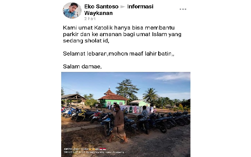 Viral Umat Katolik Jaga Masjid saat Umat Islam Salat Idul Fitri 