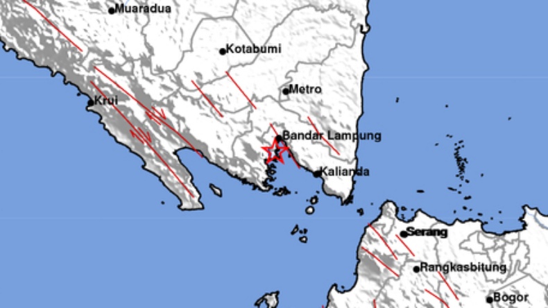 Gempa Terkini Magnitudo 2,5 Guncang Bandarlampung