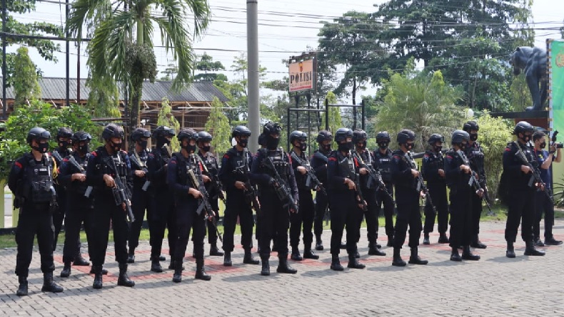 263 Calon Bertarung di Pilkades Serentak, Polres Sukabumi Kerahkan Brimob Bersenjata Lengkap