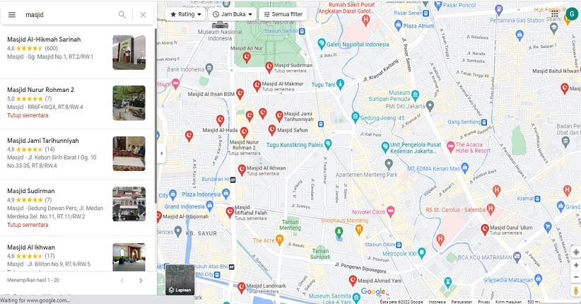 Cara Mencari Masjid Terdekat dengan Google Maps Ternyata Gampang